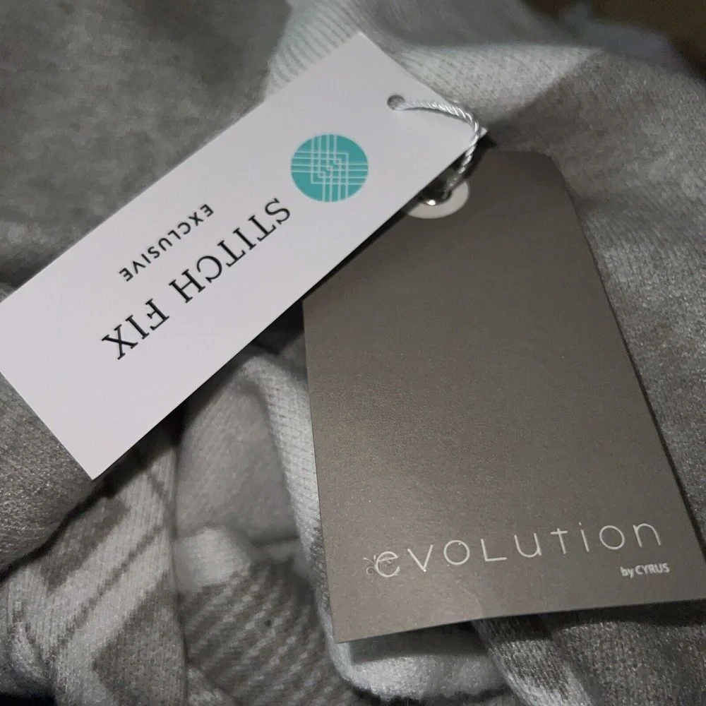 Evolution By Cyrus Chiana Graphic Drape Cardigan‎ Open Front Gray Ivory Small - Picture 8 of 9